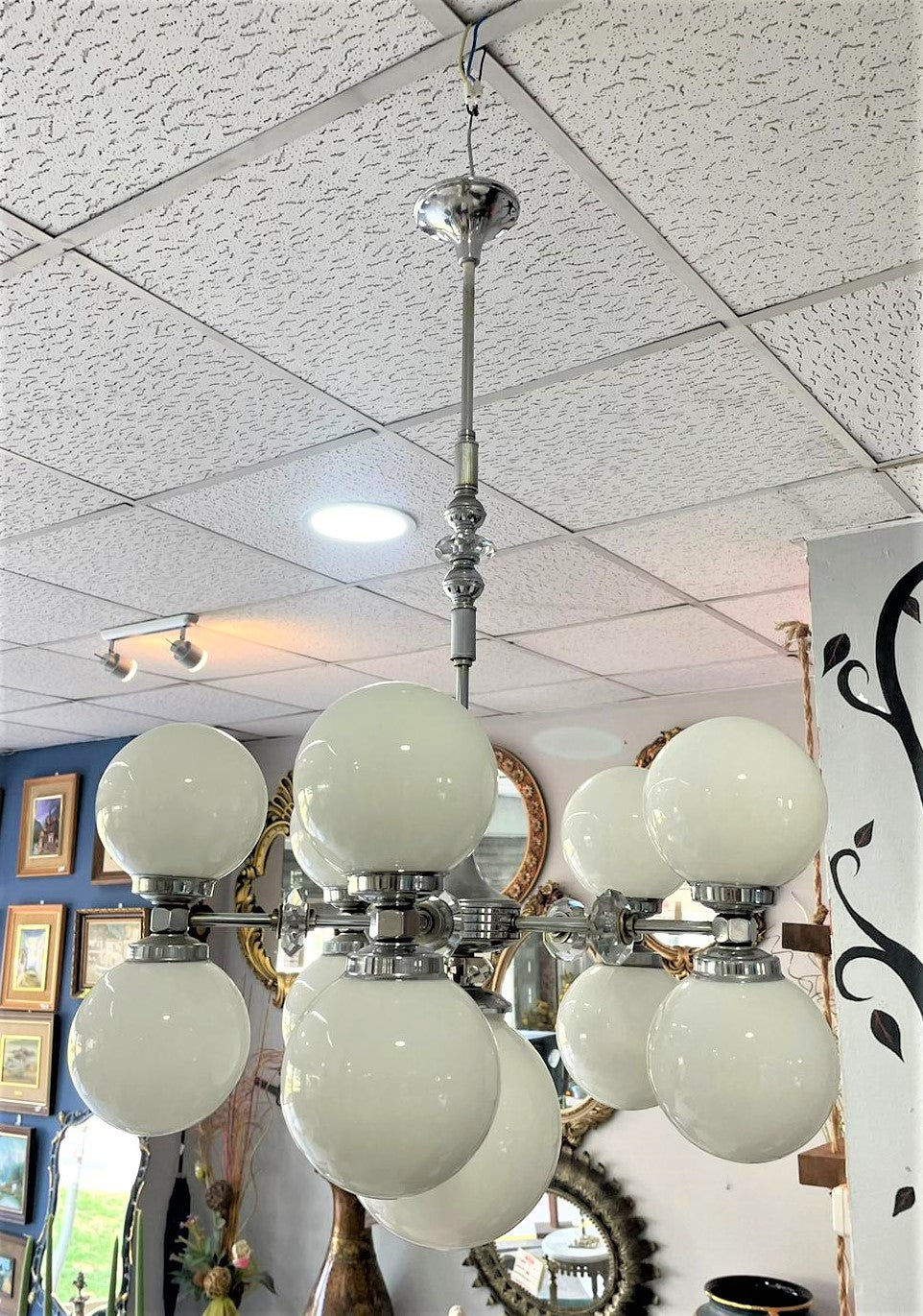 Lampara vintage 9 globos, italia 1960 — imagen 7