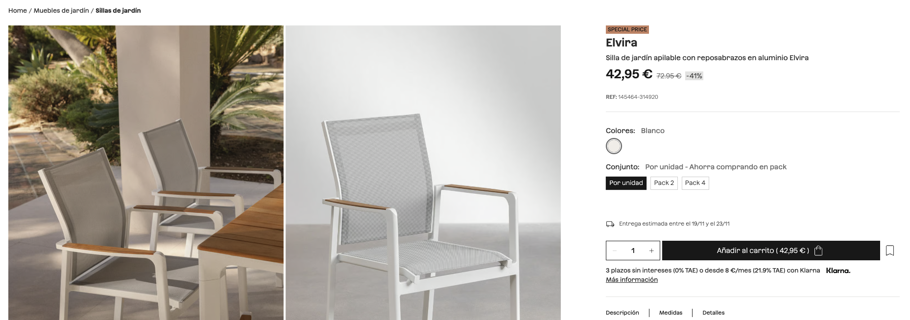 Silla de jardín SKLUM en aluminio con reposabrazos en madera de teca como nueva — imagen 5