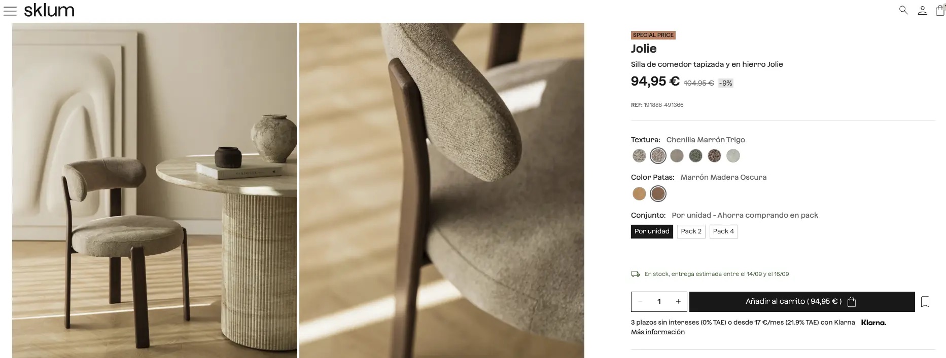 Silla de comedor Jolie – Sklum como nueva — imagen 6