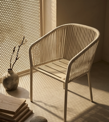 Silla de jardín SKLUM con reposabrazos en aluminio y cuerda trenzada como nueva — imagen 7