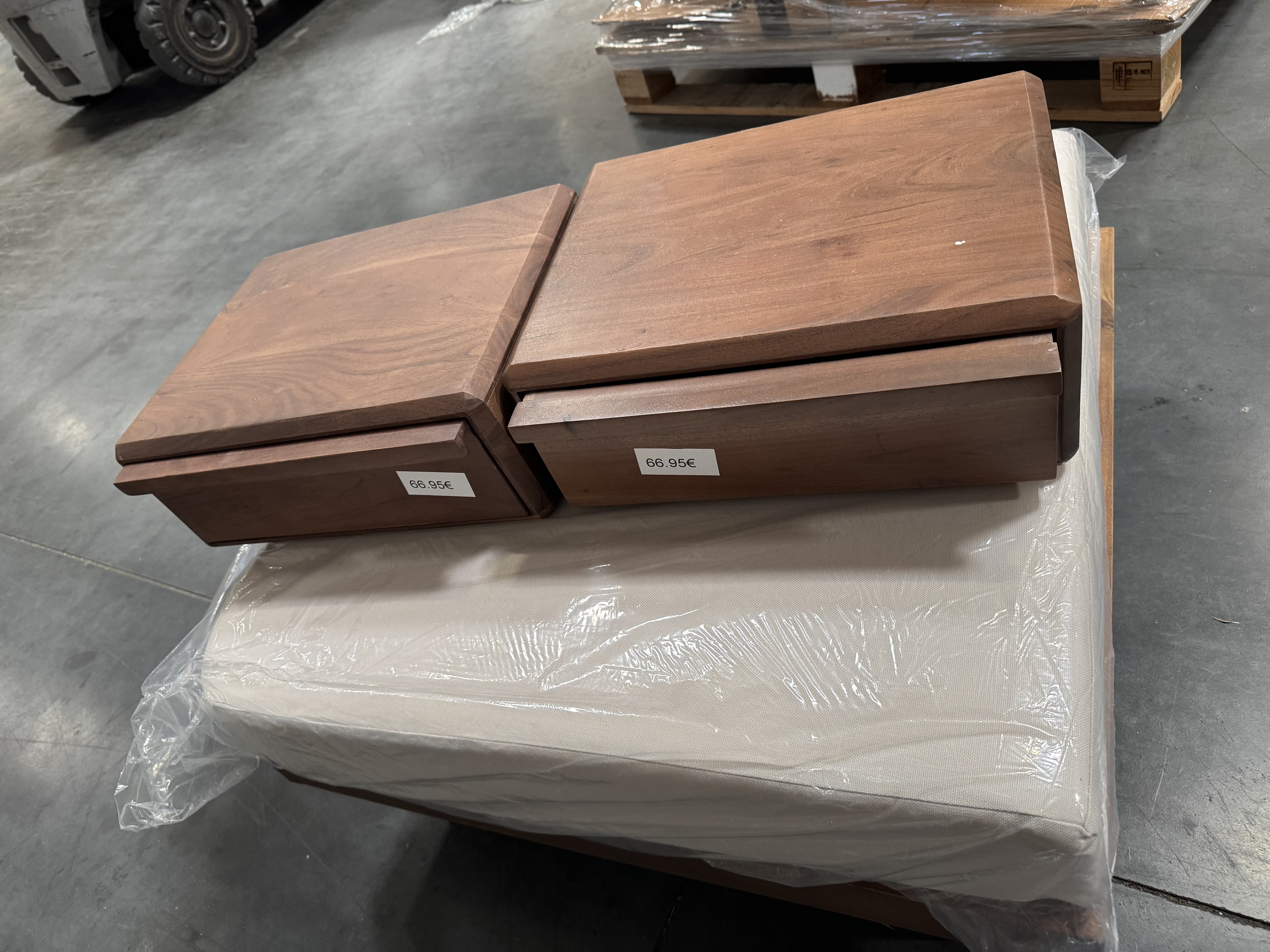 Mesitas de noche de madera con cajón - Lote de 2 unidades