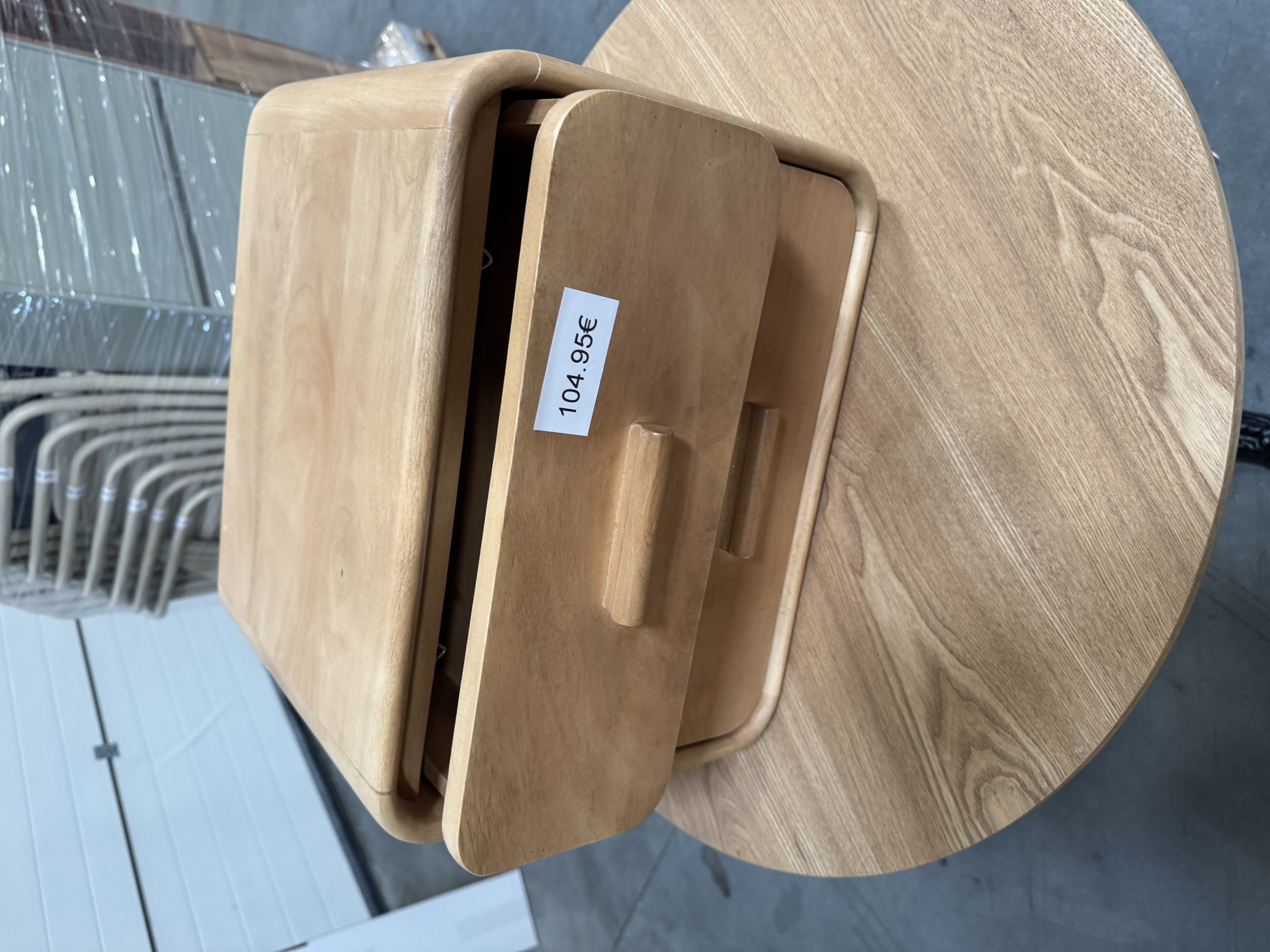 Mesa de comedor redonda con tablero extensible de madera natural