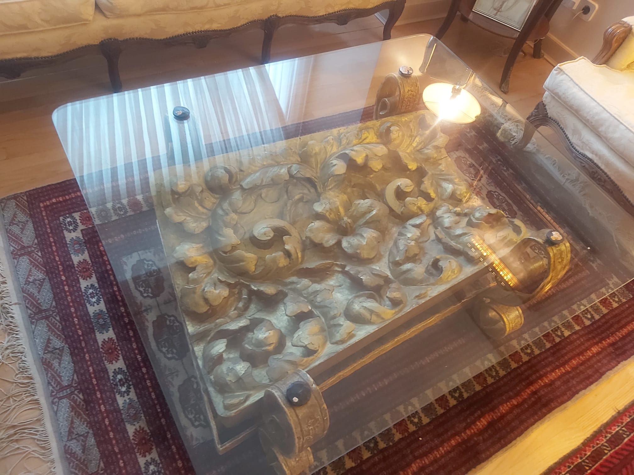 Mesa de Centro con Retablo Barroco Antiguo de Iglesia