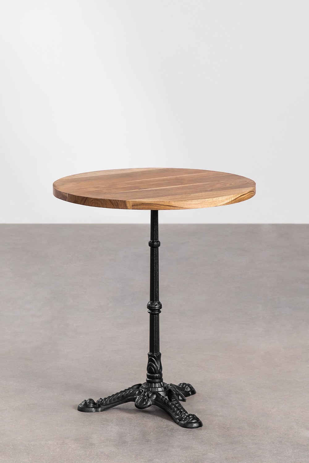 Mesa de bar redonda en madera y hierro fundido SKLUM como nueva