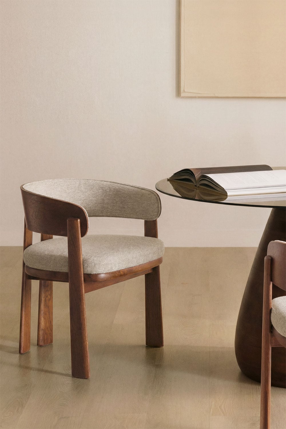 Silla de comedor SKLUM tapizada en tela con madera de fresno como nueva