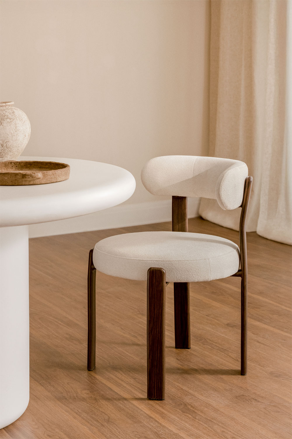Pack de 2 sillas de comedor SKLUM tapizada en tela con madera de fresno como nueva