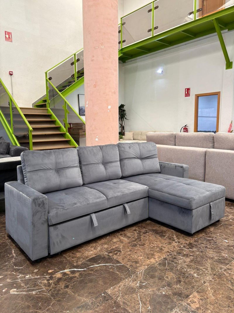 Sofá 3 plazas con chaiselongue y arcón