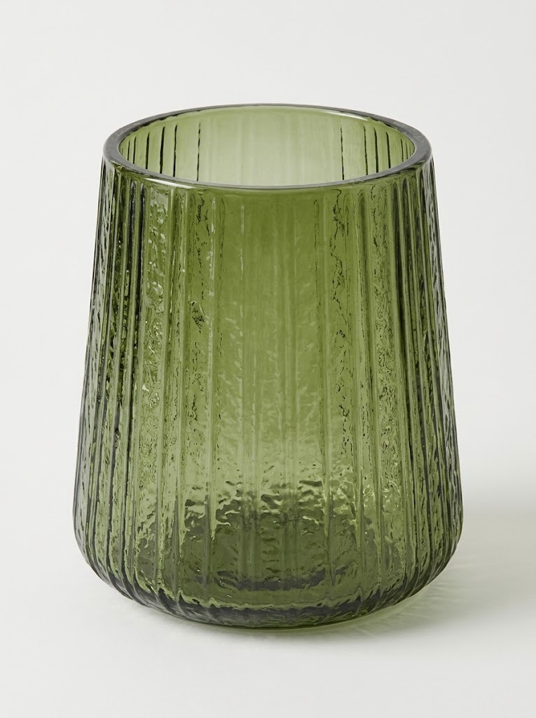 Jarro de cristal verde. Nuevo, solo exposición.