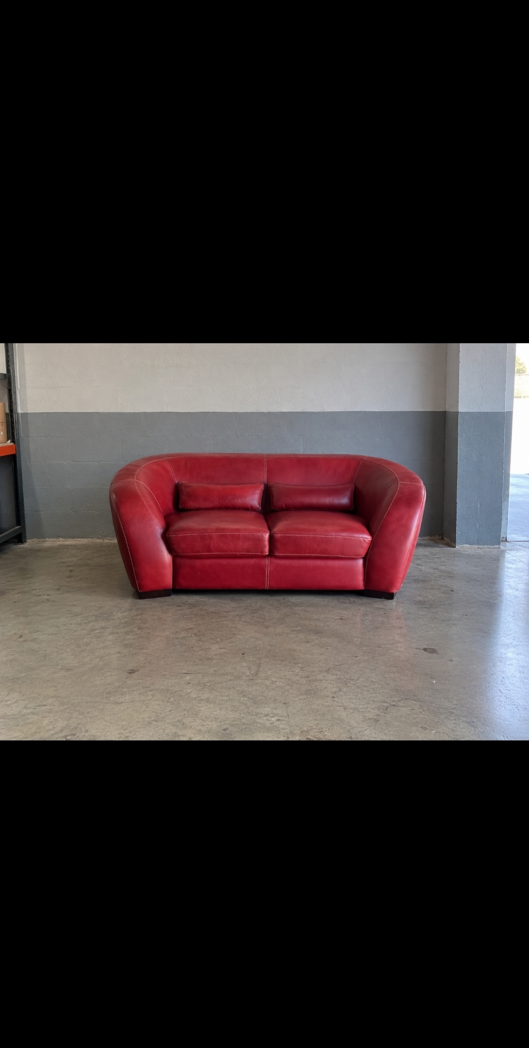 Sofá 2 plazas, piel rojo-granate NUEVO
