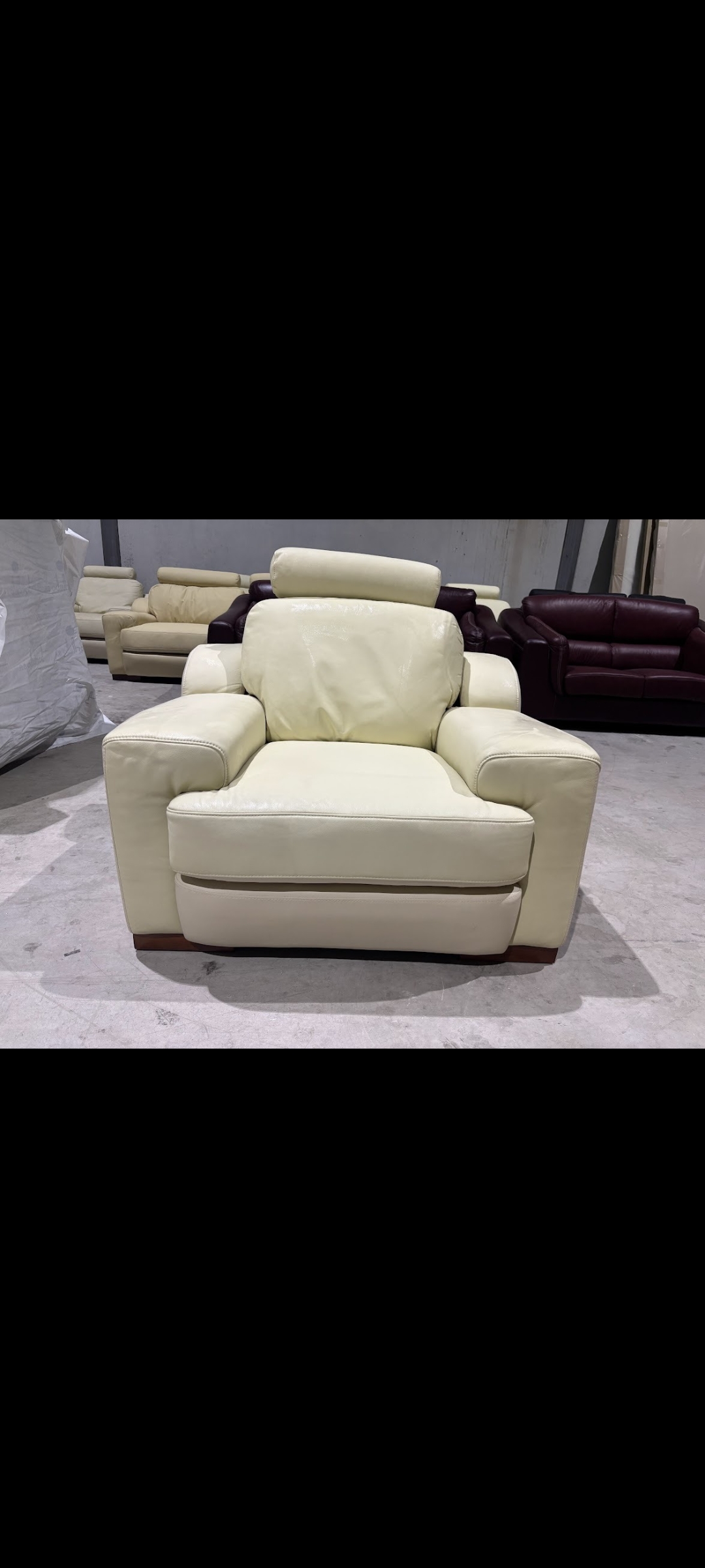 Sillón 1 plaza, cuero blanco, NUEVO