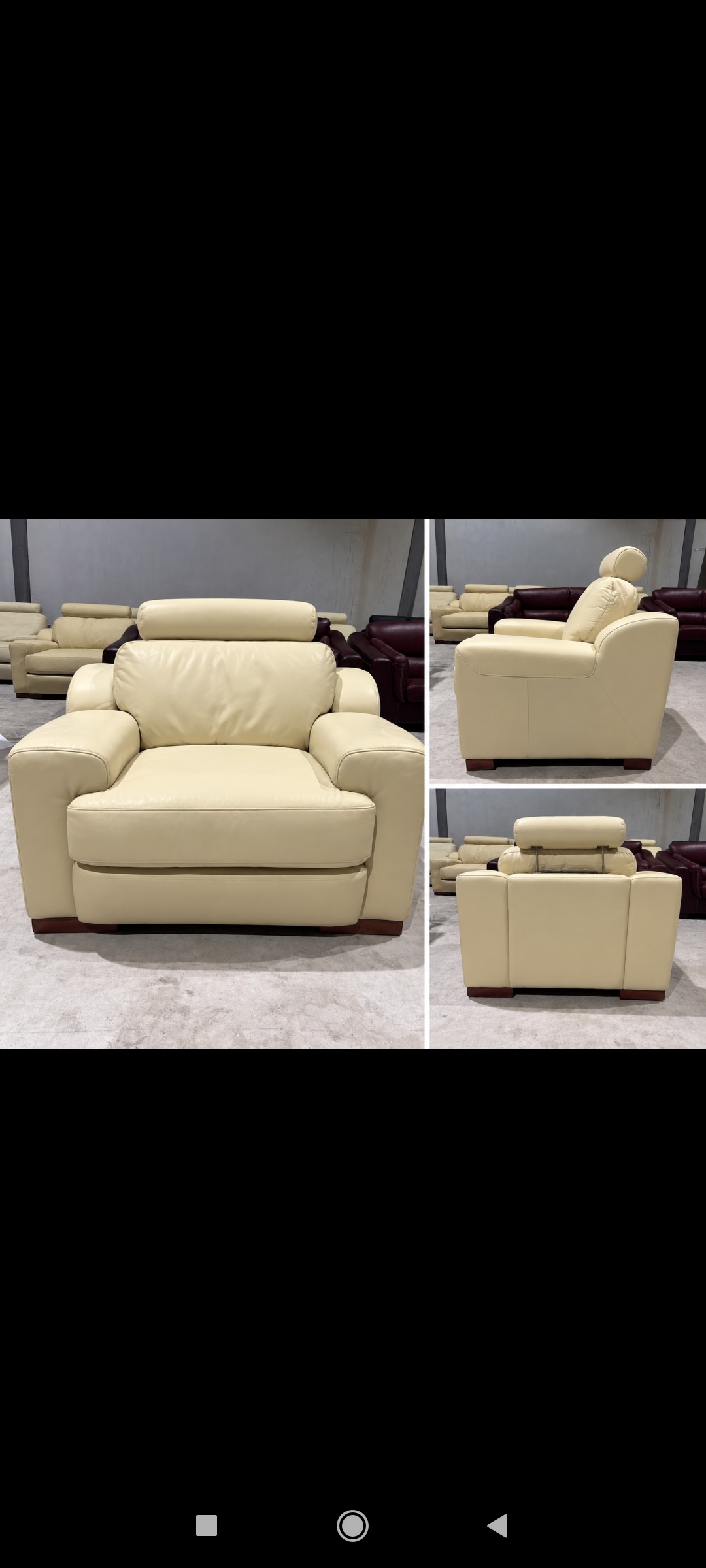 Sillón 1 plaza, cuero beige, NUEVO — imagen 3