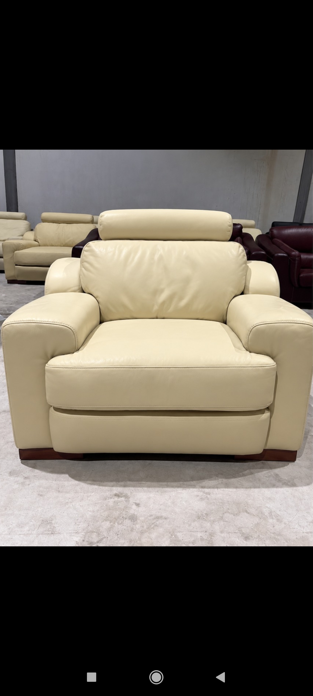 Sillón 1 plaza, cuero beige, NUEVO