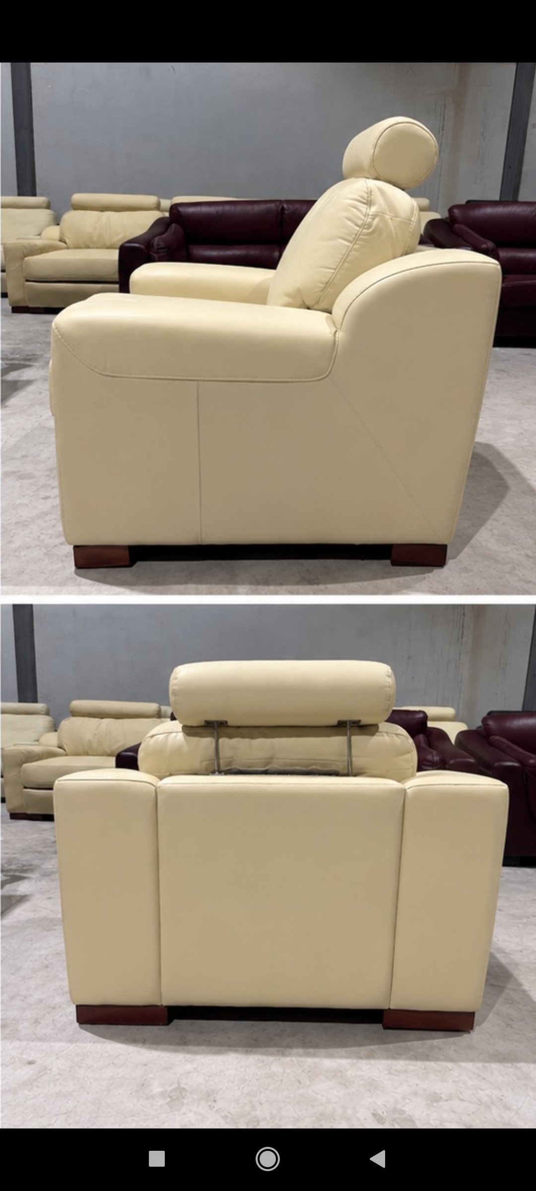 Sillón 1 plaza, cuero beige, NUEVO — imagen 2