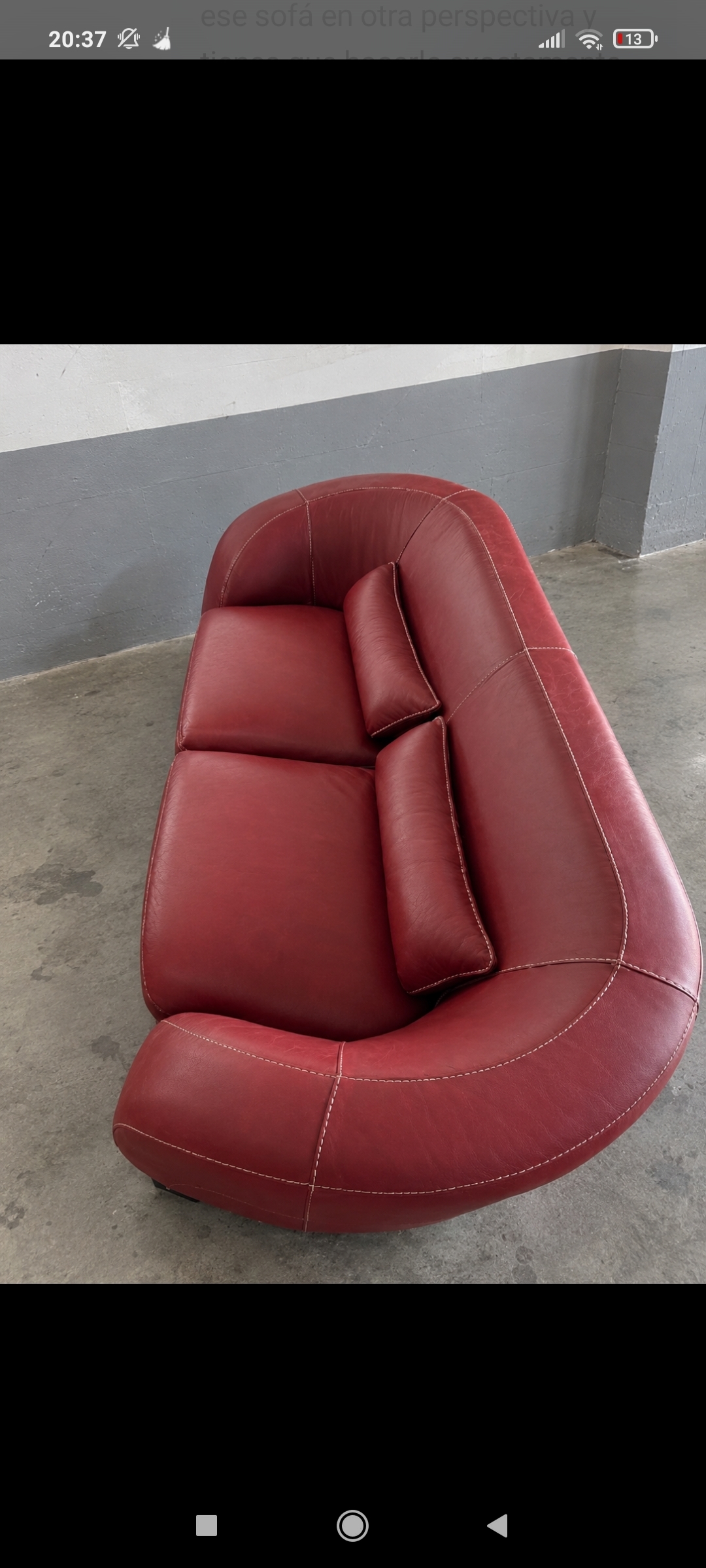 Sofá 3 plazas piel, rojo-granate NUEVO — imagen 4