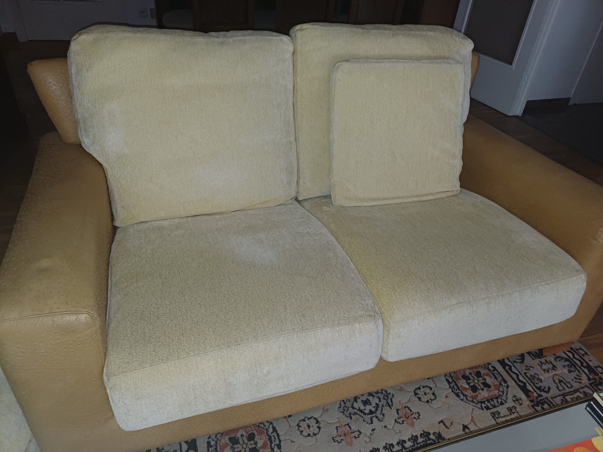 Pareja de Sofás de Diseño de 2 Plazas marca Chilet, Tapizados símil Piel de Avestruz. (Urge vender por traslado, precio por los dos)) — imagen 5