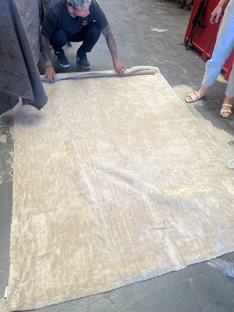 Alfombra tipo borreguillo color champagne