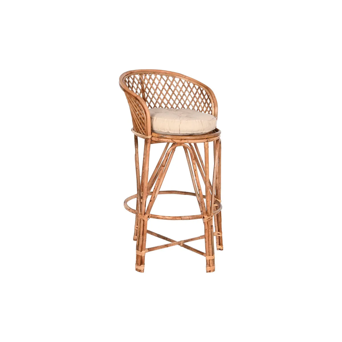 Banqueta silla alta madera cojín rosa