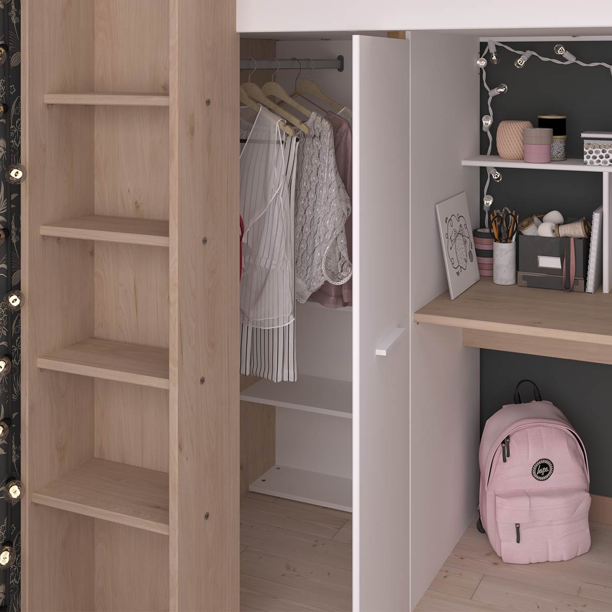 Cama alta CINTRA con escritorio y armario — imagen 2