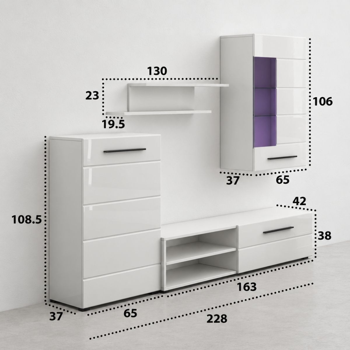 Composición de salón ELENA blanco brillo — imagen 2