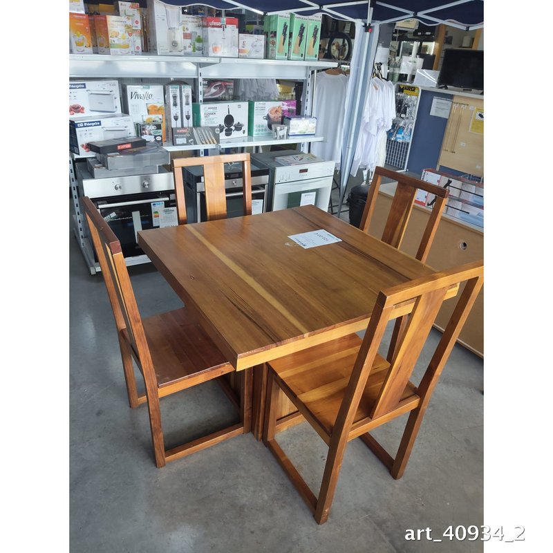 Conjunto de comedor: mesa cuadrada y 4 sillas de madera maciza — imagen 2