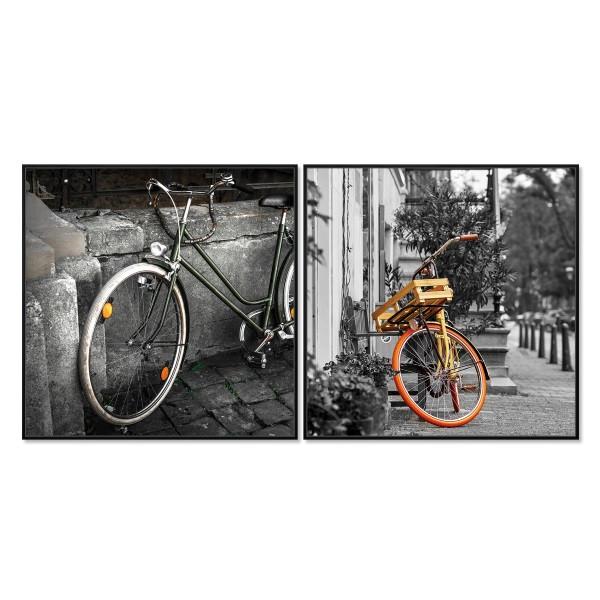 Cuadro díptico Bicicletas en metacrilato y marco negro