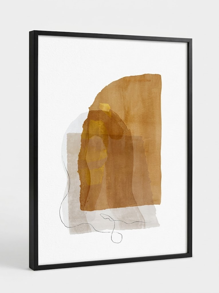 Cuadro colores tierra - marco madera negra. Nuevo. Exposición
