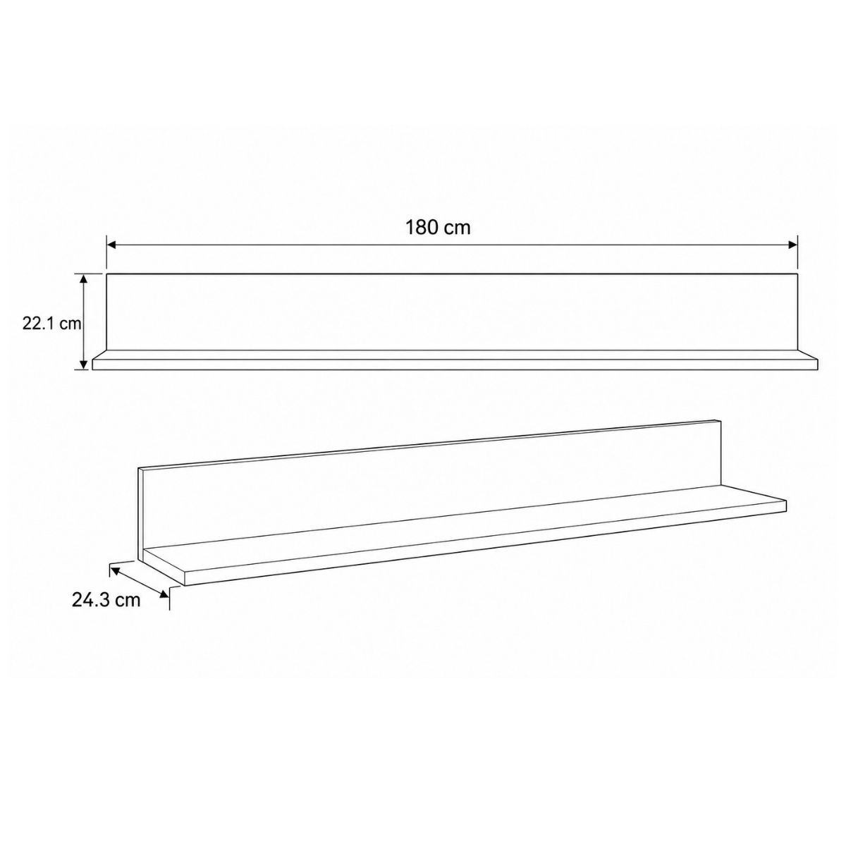 Estante de pared FORMENTERA de 180 cm con trasera — imagen 2
