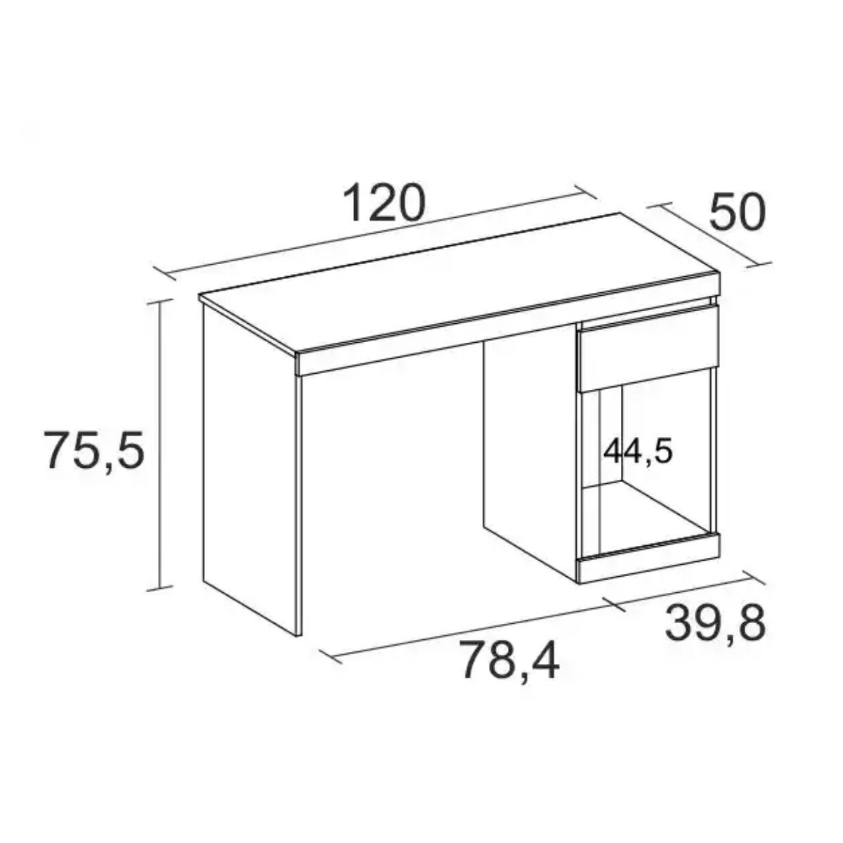 Mesa de escritorio DRAW blanca con cajón y hueco abierto — imagen 4