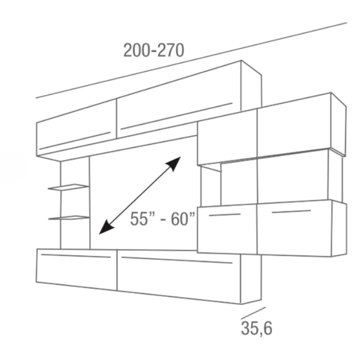 Mueble de salón COLLIN modular con vitrina LED — imagen 2