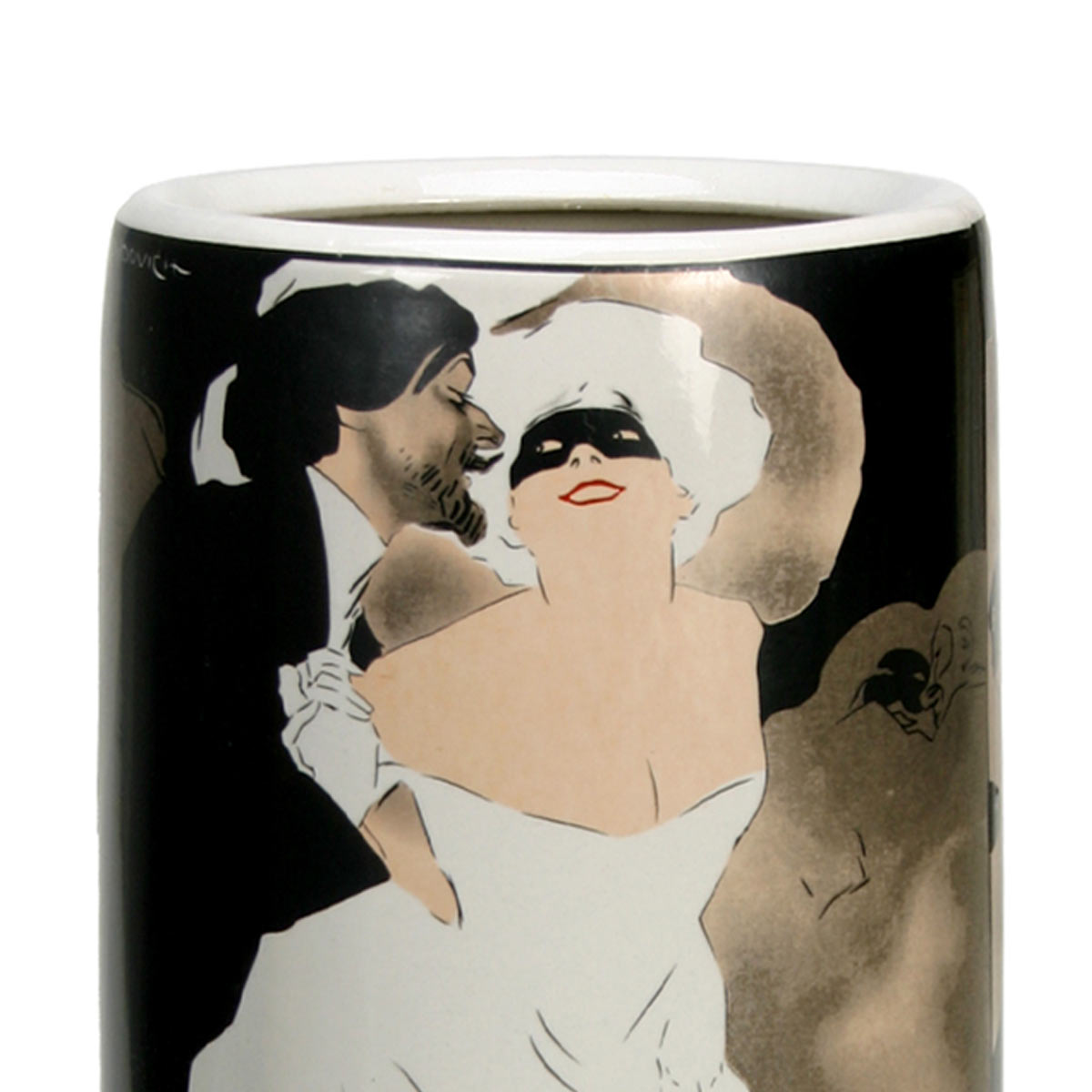 Paragüero de porcelana pintada a mano blanco y negro — imagen 2