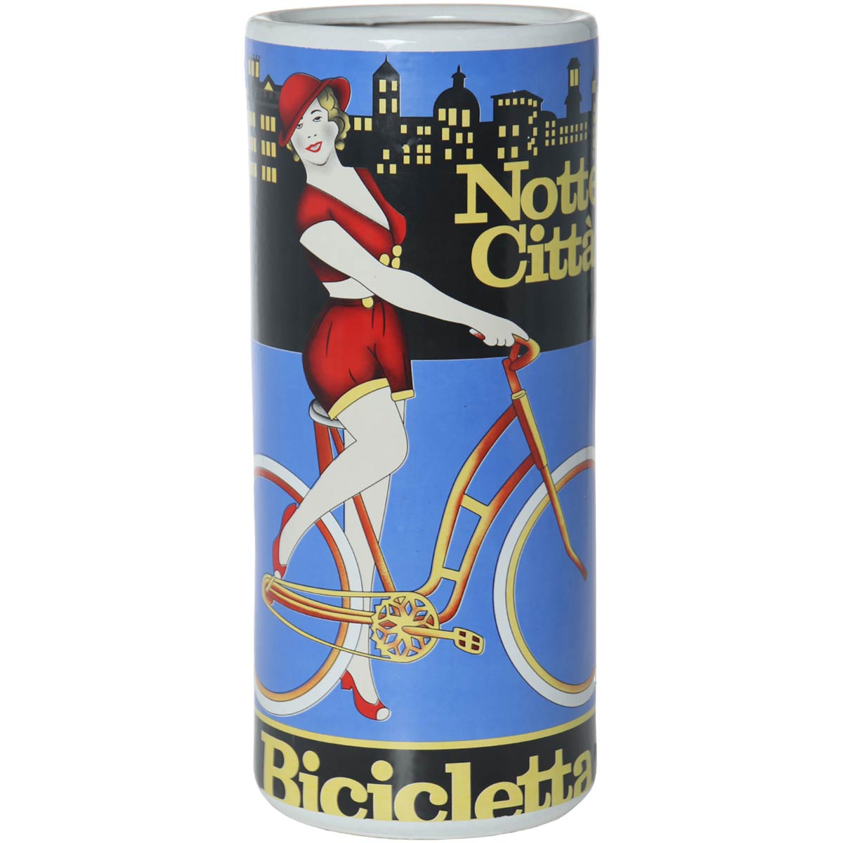 Paragüero de porcelana pintada a mano motivo bicicleta