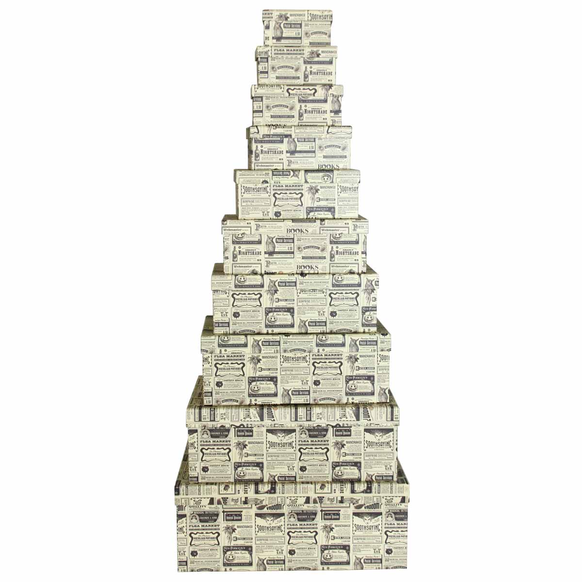 Set 10 cajas de cartón decoradas estilo prensa — imagen 2