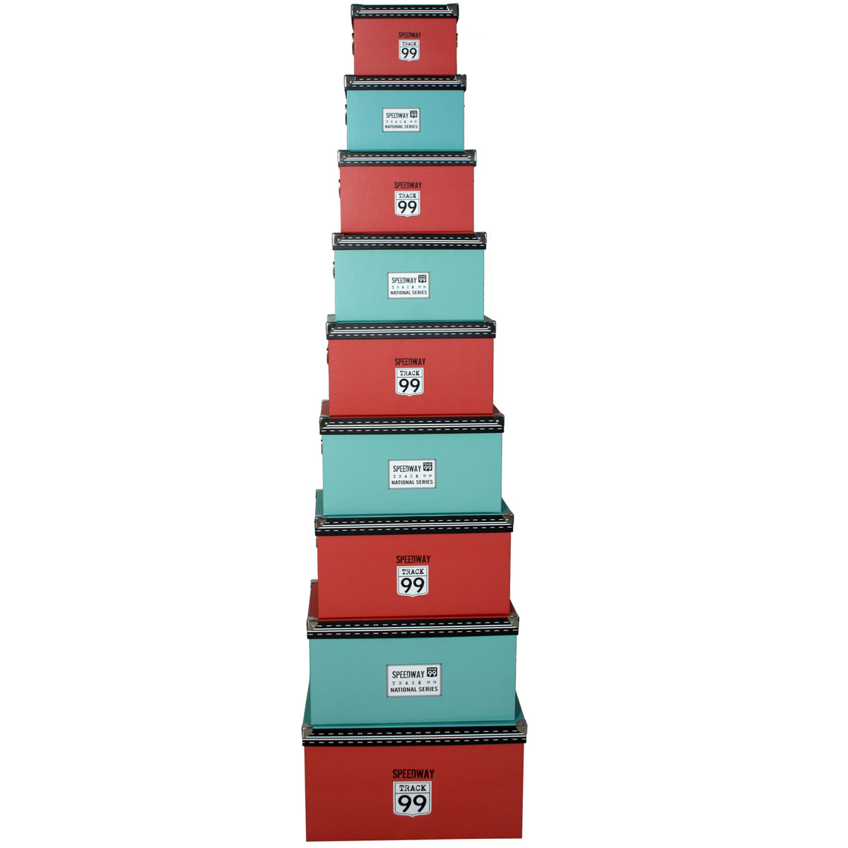 Set 9 cajas cartón decoradas ESQ y asas cromadas — imagen 2