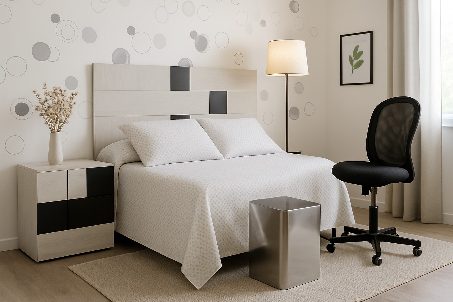 Dormitorio moderno con toque industrial