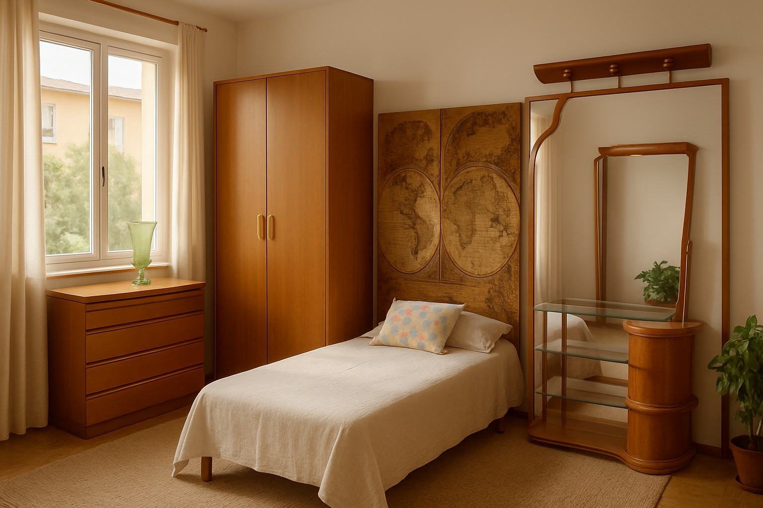 Dormitorio vintage con alma viajera
