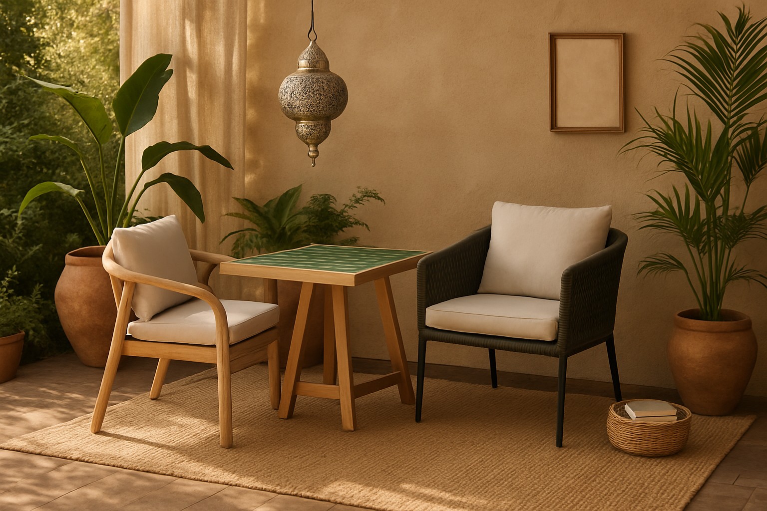 Terraza boho con encanto mediterráneo